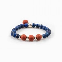 Bracelet élastique lapis-lazuli et jaspe rouge