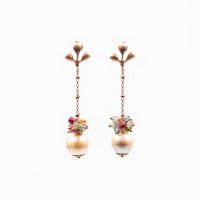 Boucles d'oreilles perle et tourmaline Flower 