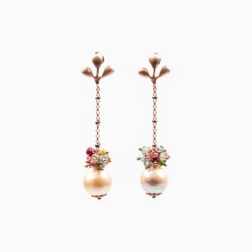 Boucles d'oreilles perle et tourmaline Flower 